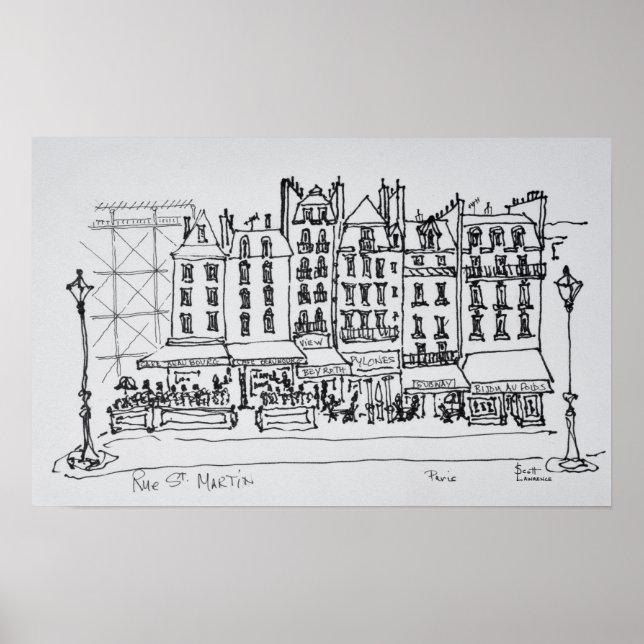 Affiches Rue historique St Martin, Paris, France (Devant)