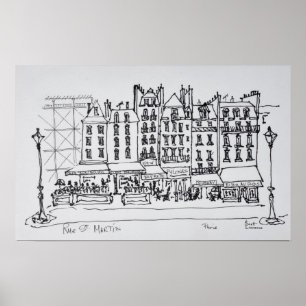 Affiches Rue St. Martin historique, Paris, France