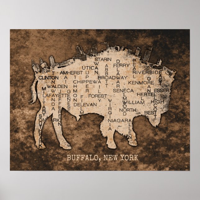 Affiches Rues de Buffalo Wall Art par RMB Art & Design (Devant)