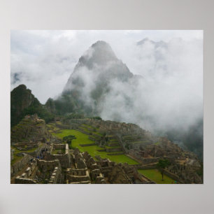 Affiches ruines antiques de Machu Picchu avec Andes