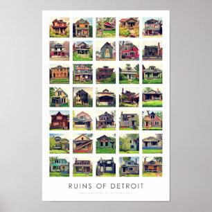 Affiches Ruines d'affiche de Detroit - maisons abandonnées