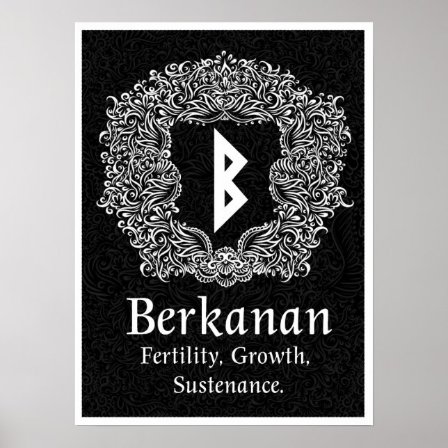 Affiches Rune Berkanan /Fertilité / Version noire (Devant)