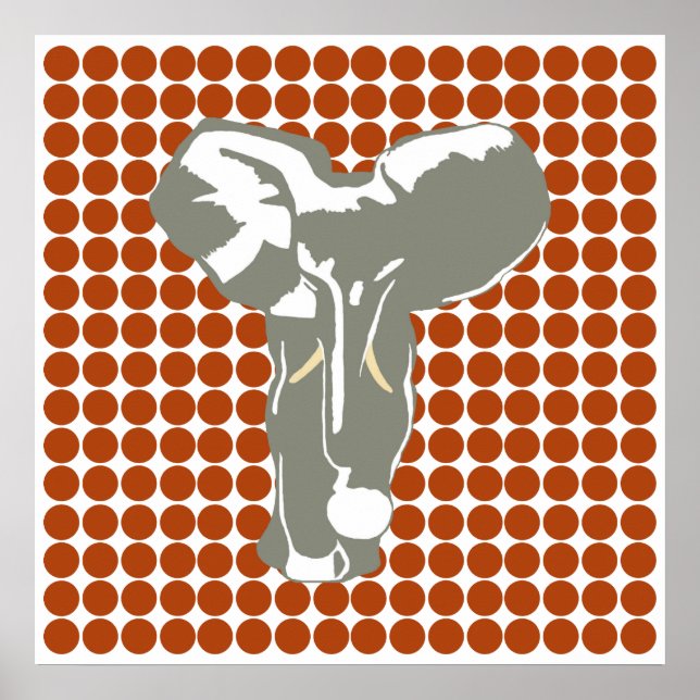 Affiches Rust Safari point avec Pop Art Elephant (Devant)