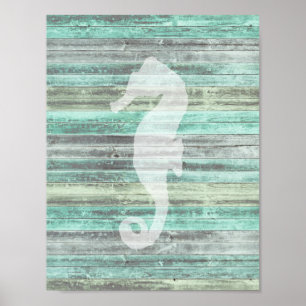 Affiches Rustic Coastal Decor Seahorse