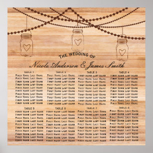 Affiches Rustic Country Bois & Pots Mason Mariage Siège