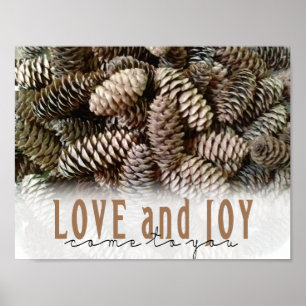 Affiches Rustic Holiday Love and Joy Pine Cone