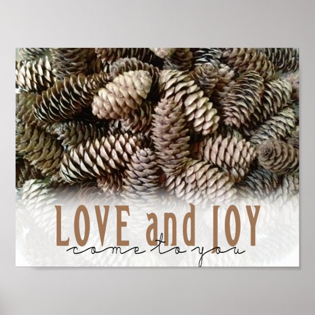Affiches Rustic Holiday Love and Joy Pine Cone (Devant)