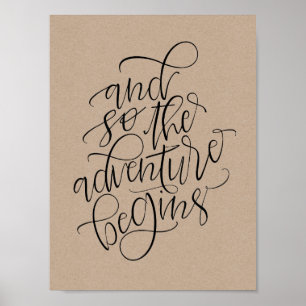 Affiches rustic wedding sign - and so the adventure begins