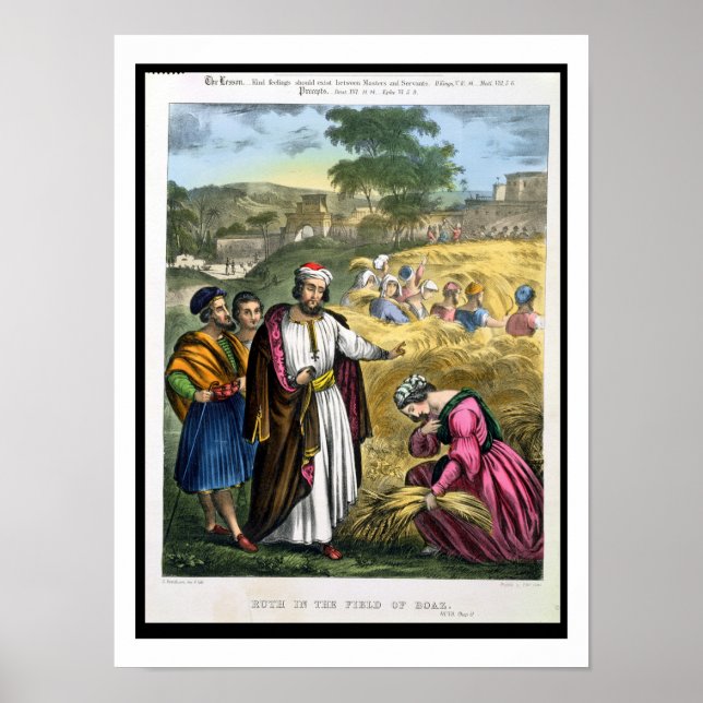 Affiches Ruth in the Field of Boaz, tiré d'une bible imprim (Devant)