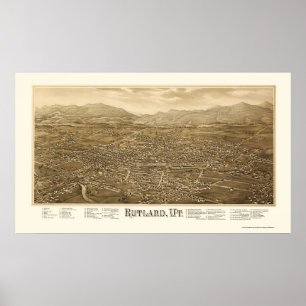 Affiches Rutland, VT Panoramic Map - 1885
