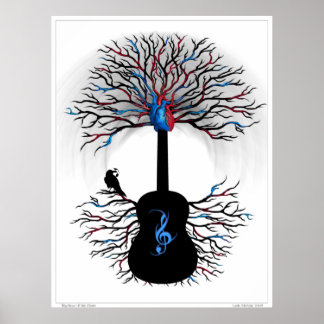Affiches Rythmes du Coeur - ( guitare surréaliste art )