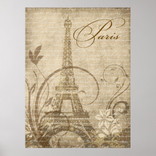 Affiches Sable Fleur de Paris Tour Eiffel 30 x 40 pouces