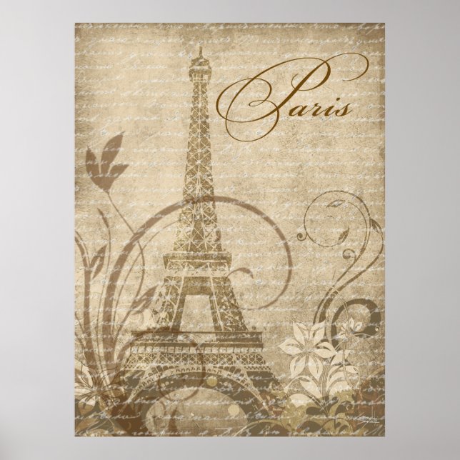 Affiches Sable Fleur de Paris Tour Eiffel 30 x 40 pouces (Devant)
