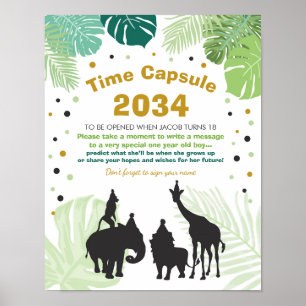 Affiches Safari Birthday Time Capsule Zoo boy Jungle party
