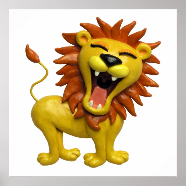 Affiches Safari de rugissement de lion Bébé Fête de Naissan (Devant)