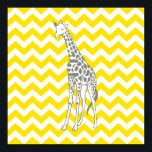 Affiches Safari Jaune d'or Chevron avec Giraffe d'art pop<br><div class="desc">Mod Chevron motif dans la palette de couleurs Safari Moods d'Emporio Moffa,  avec la girafe pop art sur un côté.</div>