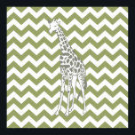 Affiches Safari vert Chevron avec Giraffe d'Art Pop<br><div class="desc">Mod Chevron motif dans la palette de couleurs Safari Moods d'Emporio Moffa,  avec la girafe pop art sur un côté.</div>
