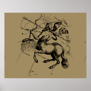 Affiches Sagittarius Constellation Hevelius 1690 Engraving