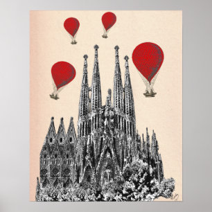Affiches Sagrada Familia et Ballons Red Hot Air