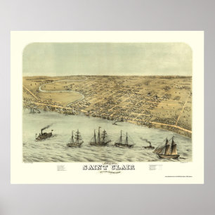 Affiches Saint Clair, carte panoramique de MI - 1868