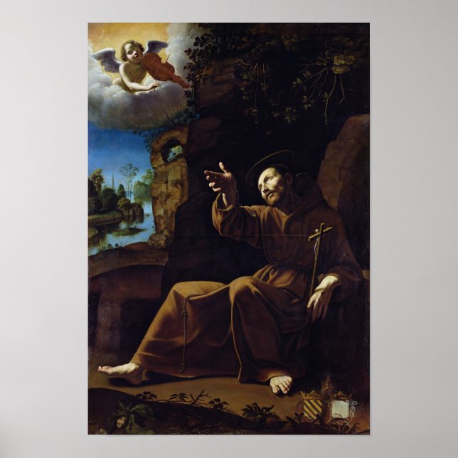 Affiches Saint François d'Assise Consolé par un Ange (Devant)