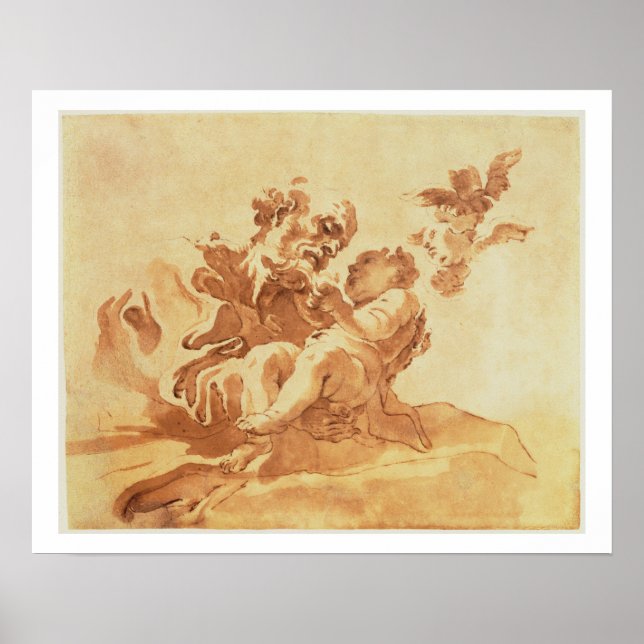 Affiches Saint Joseph adorant le Christ Enfant (stylo, encr (Devant)