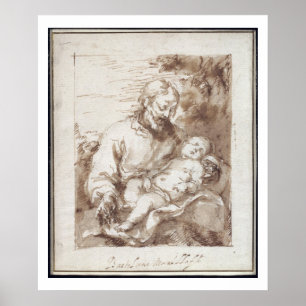 Affiches Saint-Joseph with the Sleeping Christ Child (pen &