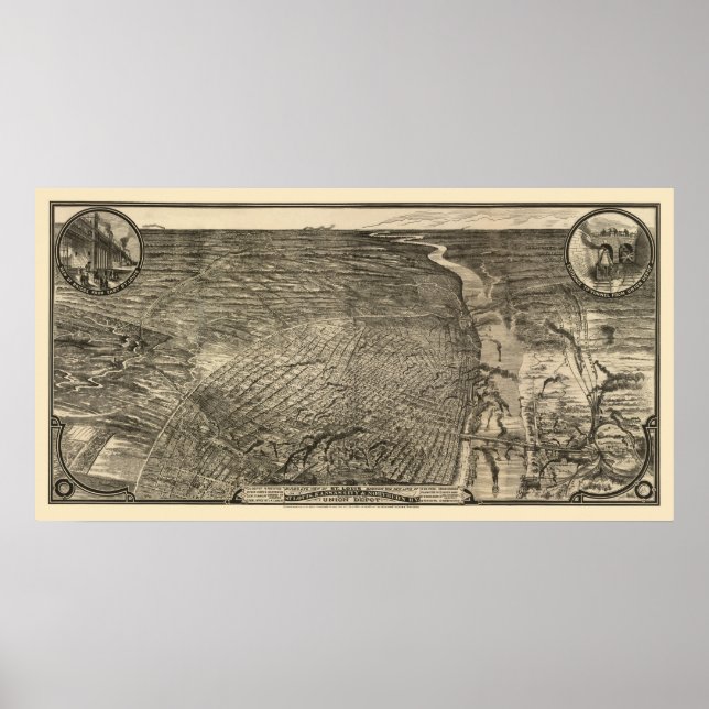 Affiches Saint-Louis, MO Carte panoramique - 1876 (Devant)