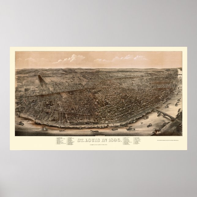 Affiches Saint-Louis, MO Carte panoramique - 1896 (Devant)