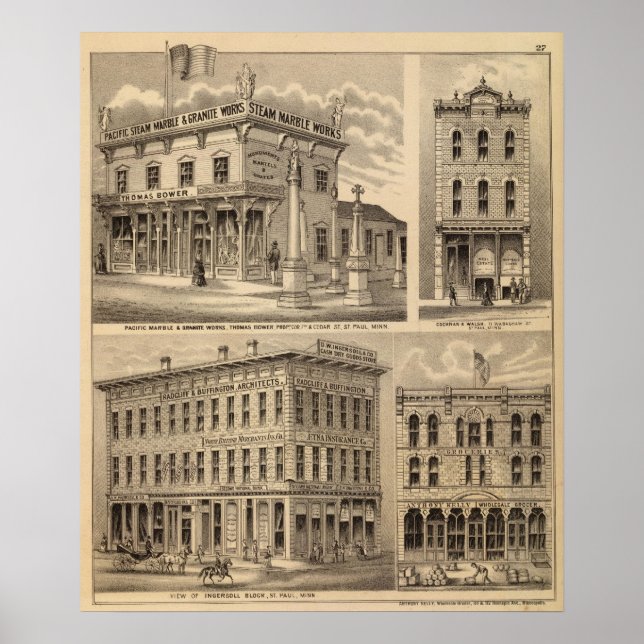 Affiches Saint Paul, Minneapolis, Minnesota Carte Lithograp (Devant)
