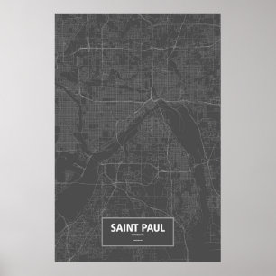 Affiches Saint Paul, Minnesota (blanc sur noir)