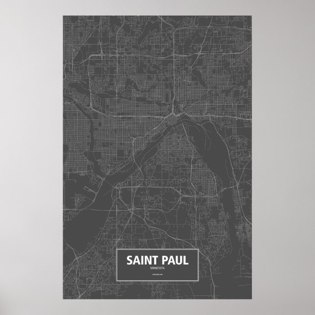 Affiches Saint Paul, Minnesota (blanc sur noir) (Devant)