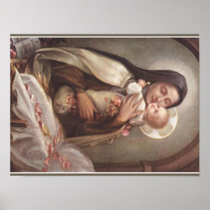 Affiches Saint Therese Baby Jesus Manger Roses