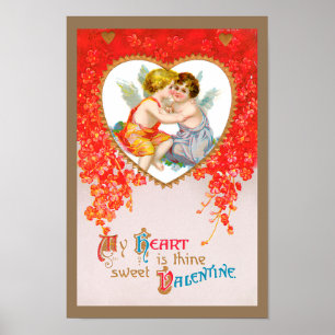 Affiches Saint-Valentin victorien vintage, Chérubins dans u