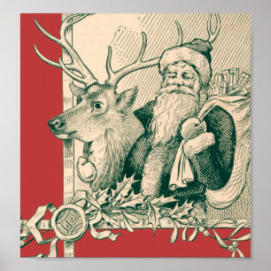 Affiches Saint vintage Nick de Noël de renne de Père Noël