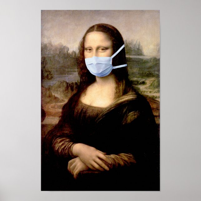 Affiches Saison de la grippe Mona Lisa avec Masque (Devant)
