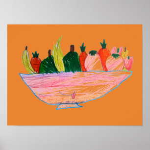 Affiches Salade de fruits humoristique dessin animé