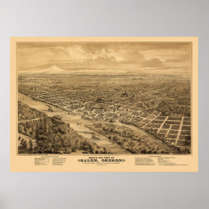 Affiches Salem, OU Carte panoramique - 1876