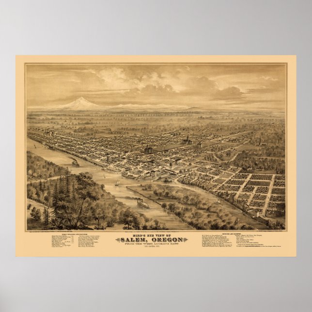 Affiches Salem, OU Carte panoramique - 1876 (Devant)