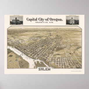 Affiches Salem, OU Carte panoramique - 1905