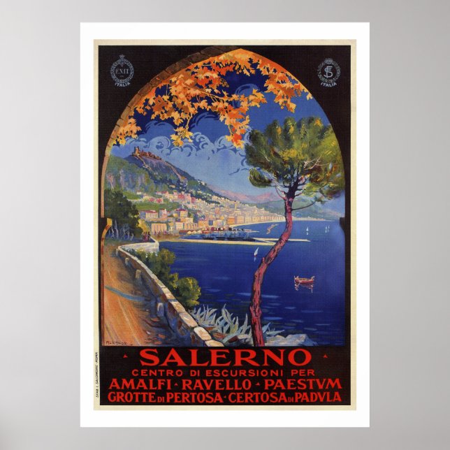 Affiches Salerne Italie Voyage vintage été (Devant)