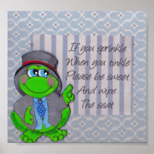 Affiches Salle de bain de grenouille Règles Décor Mur Thème
