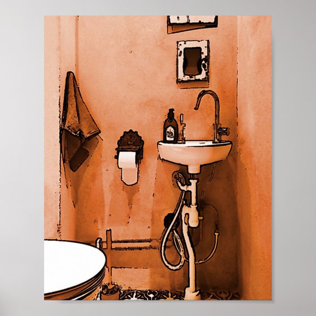 Affiches Salle de bain funky Peachy (Devant)