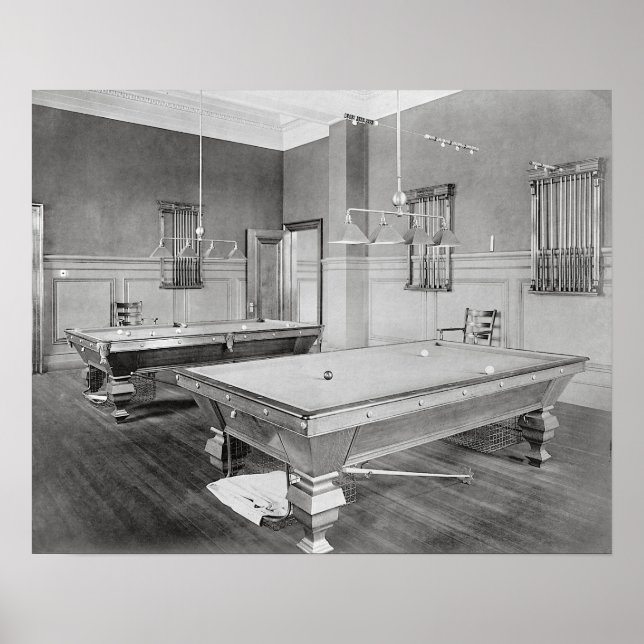 Affiches Salle de billard, 1901. Photo vintage (Devant)