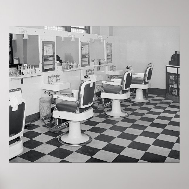 Affiches Salon de coiffure exécutif, 1935. Photo vintage (Devant)