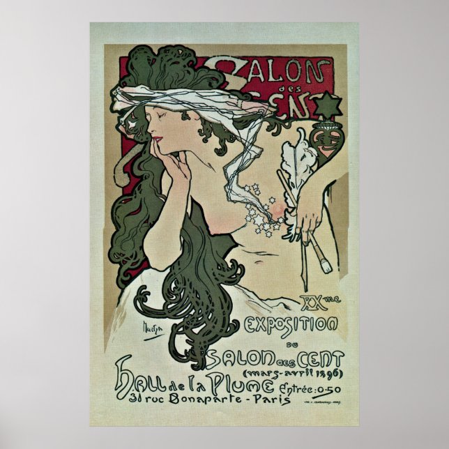 Affiches Salon des Cents de Mucha vintage (Devant)