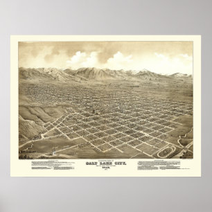 Affiches Salt Lake City, UT Carte panoramique - 1875
