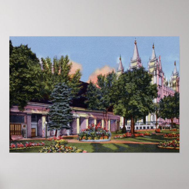 Affiches Salt Lake City Utah Mormon Tabernacle et Temple (Devant)