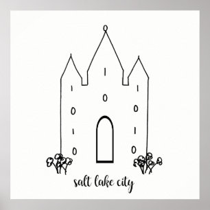 Affiches salt lake city utah temple simple modern