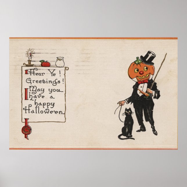 Affiches Salutation HalloweenJack-O-Lantern à Tux (Devant)
